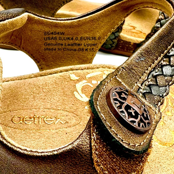 Aetrex Sandals Women’s Size 6 Jillian Quarter Strap Bronze Braided EU 36 - Picture 6 of 7